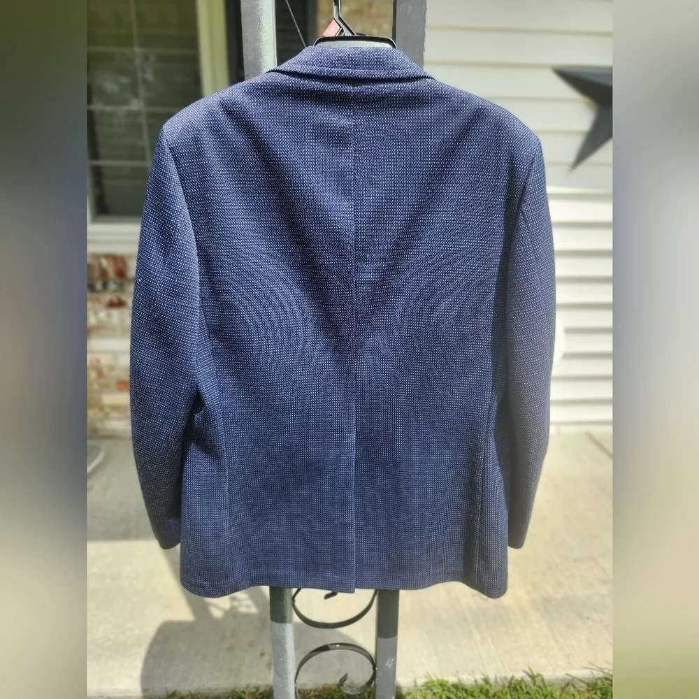 HART SCHAFFNER & MARKS WALLACHS Navy Knit Sports Coat, Blazer SIZE 40 VINTAGE